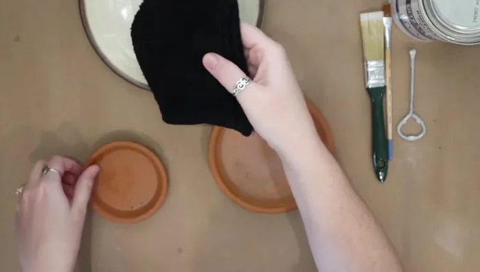 Clean your terracotta pots with a damp cloth to remove any dirt or dust. Allow to dry completely.