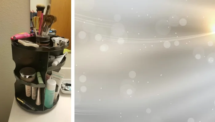 Purchase a rotating makeup caddy for easy access.