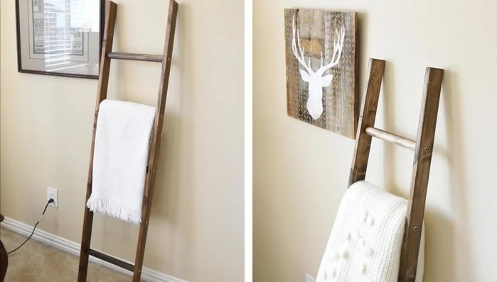 Use a ladder to hang towels.