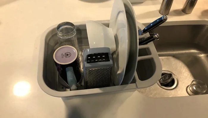 Use a collapsible dish rack for easy storage.