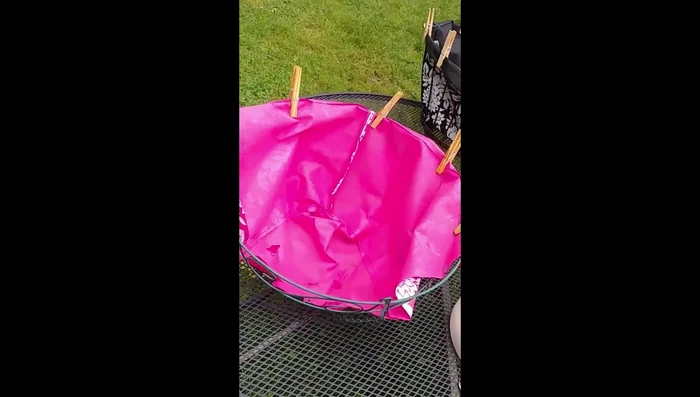 Repeat steps 2 and 3 for the other half of the basket, using a second shopping bag or a single bag if one is large enough.