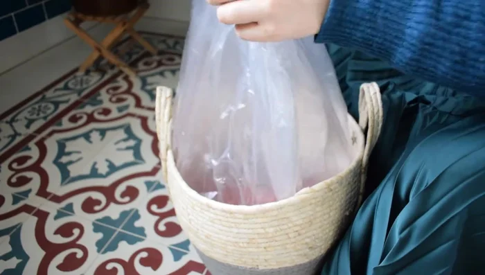 Trim away excess liner. Flatten down any remaining bits.