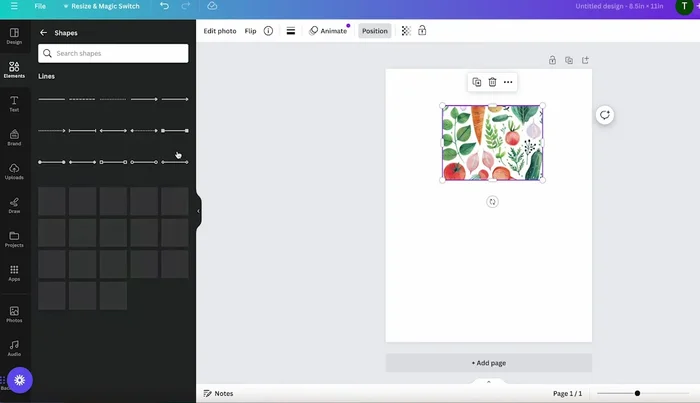 Add text (plant name) and customize font, size, and color to match the background.