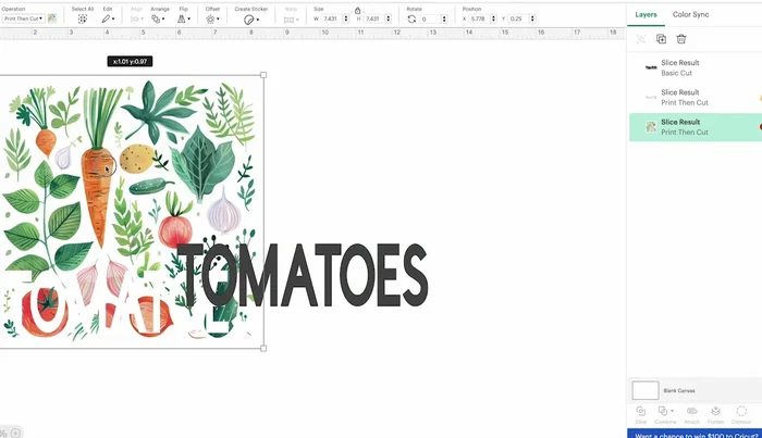 Slice the design to separate elements.