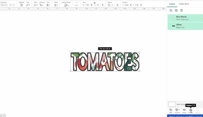 Flatten the design layers.